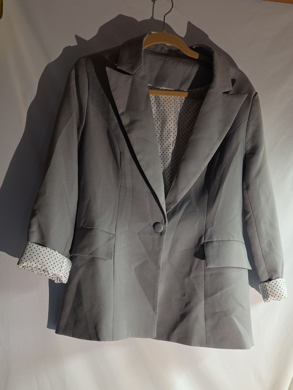 Classic Grey Women's Single-Button Blazer Jacket